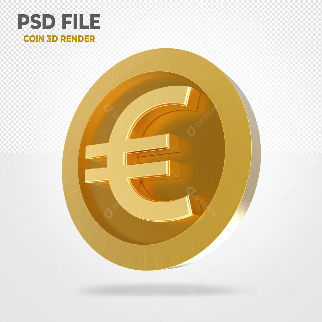 Moeda Euro Elemento 3D Para Composição PSD