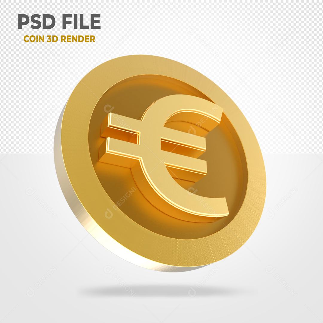 Moeda Euro Elemento 3D Para Composição PSD