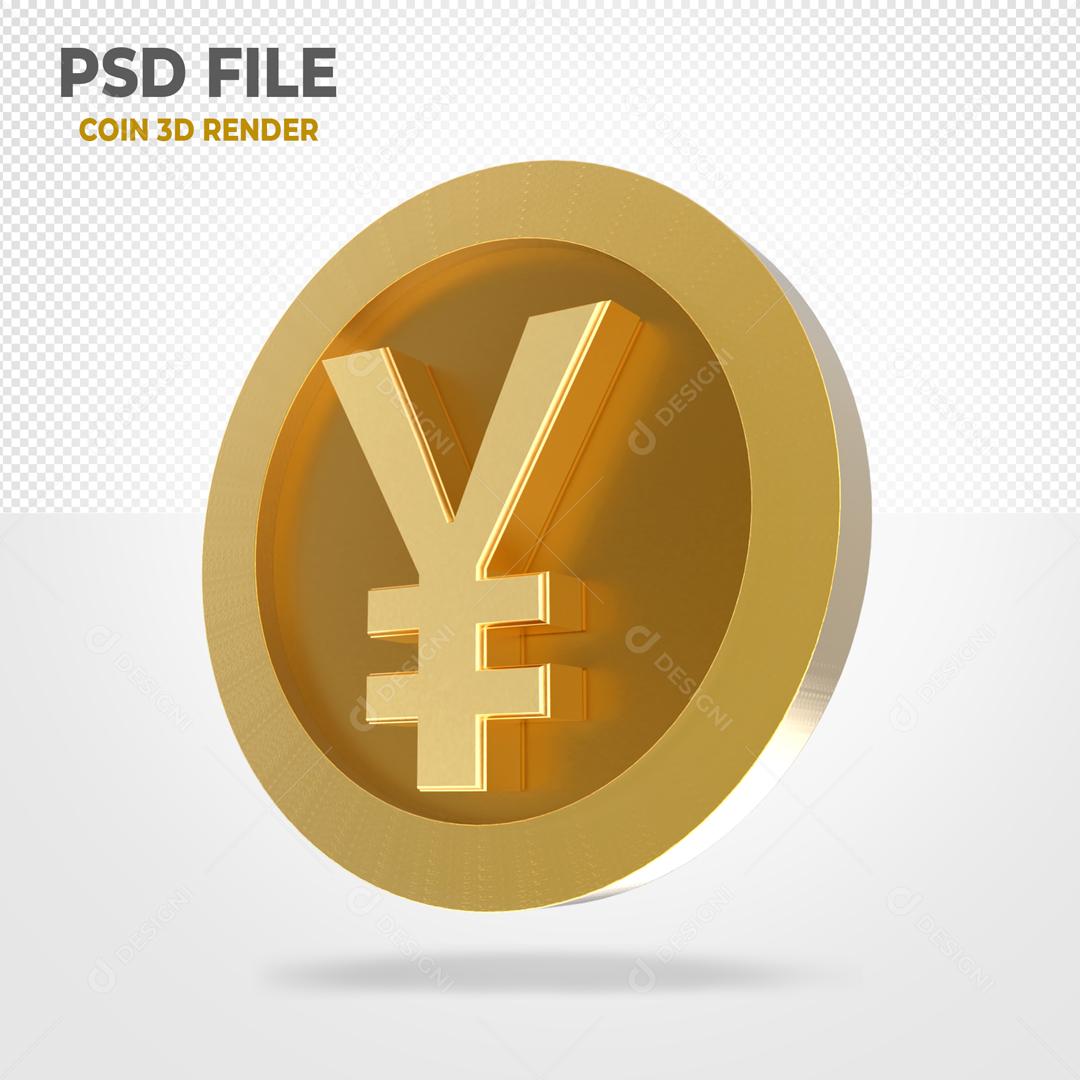 Moeda Iene Elemento 3D Para Composição PSD