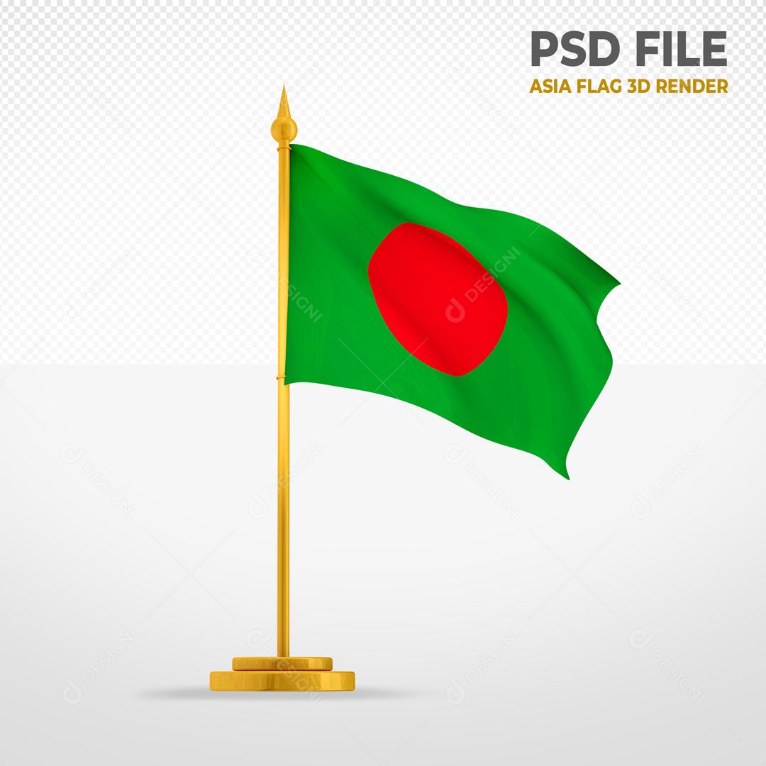 Bandeira do Bangladesh Elemento 3D Para Composição PSD