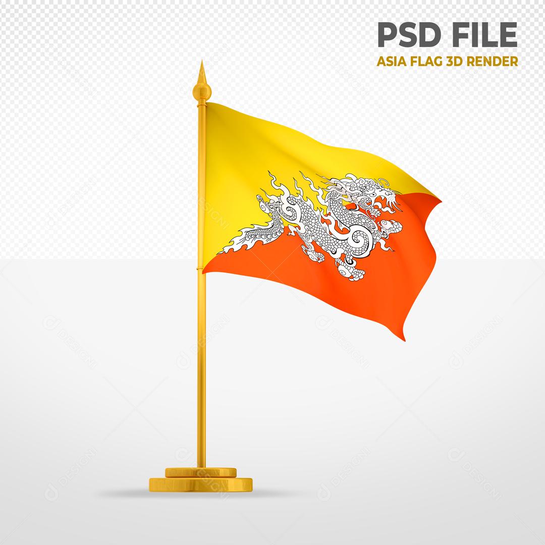 Bandeira do Butão Elemento 3D Para Composição PSD