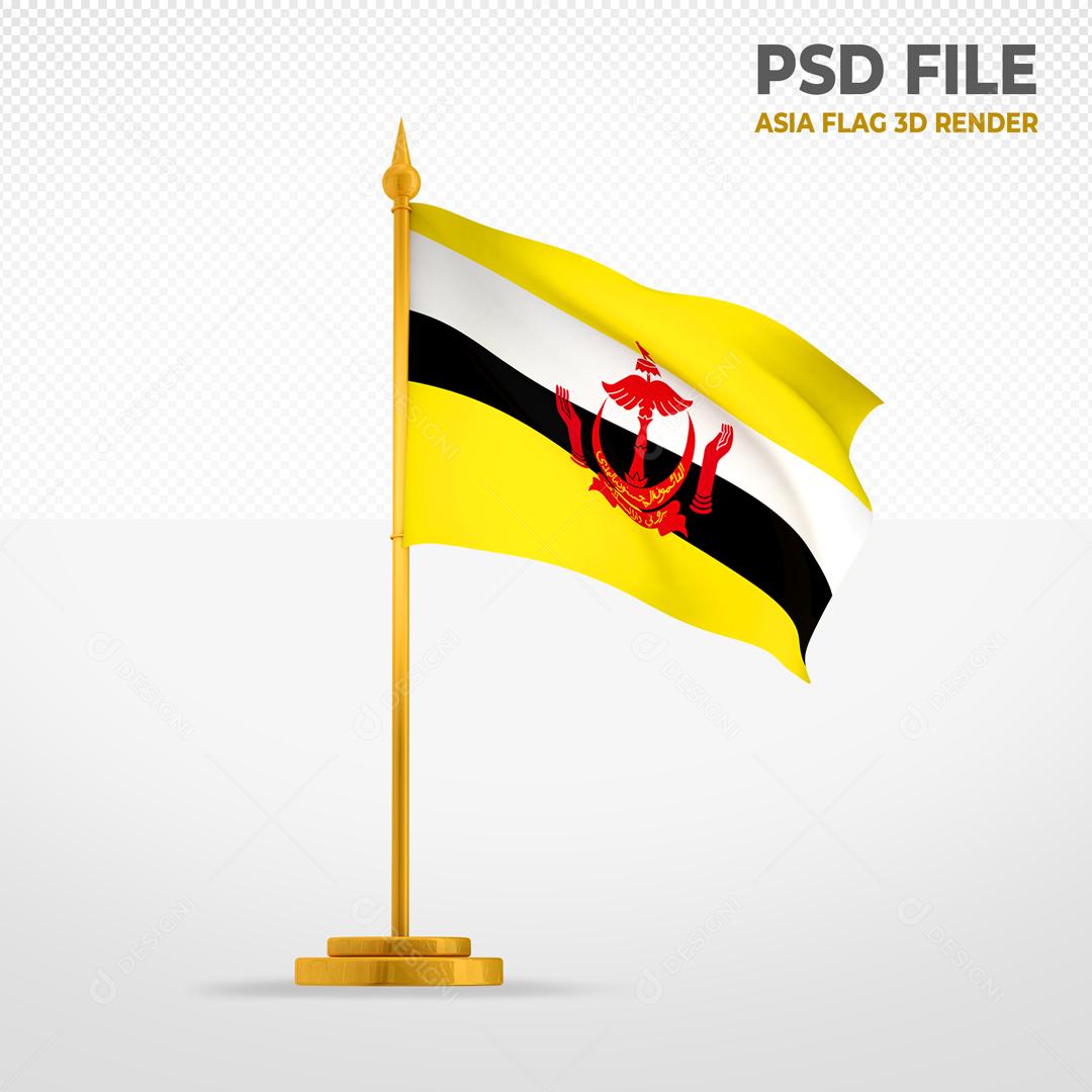 Bandeira do Brunei Elemento 3D Para Composição PSD