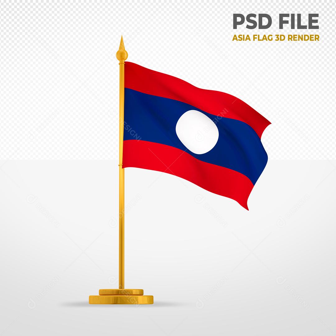 Bandeira do Laos Elemento 3D Para Composição PSD