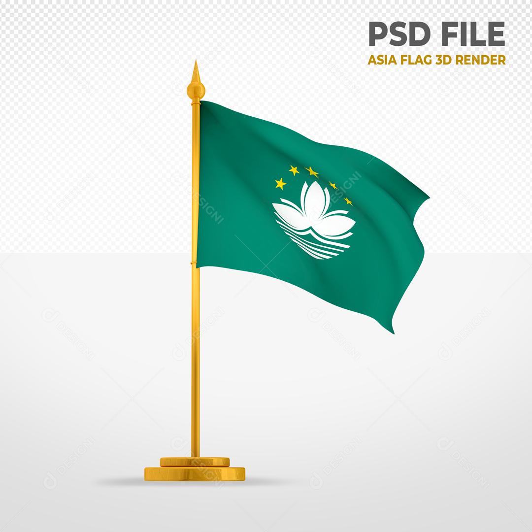 Bandeira da Região Administrativa Especial de Macau Elemento 3D Para Composição PSD