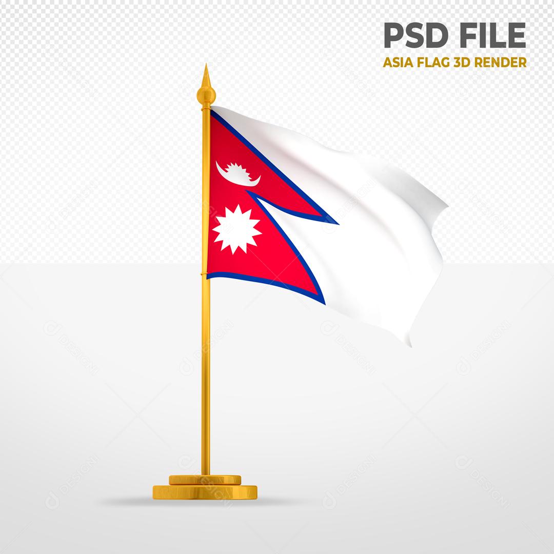 Bandeira do Nepal Elemento 3D Para Composição PSD