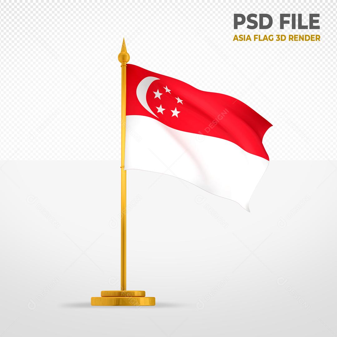 Bandeira de Singapura Elemento 3D Para Composição PSD
