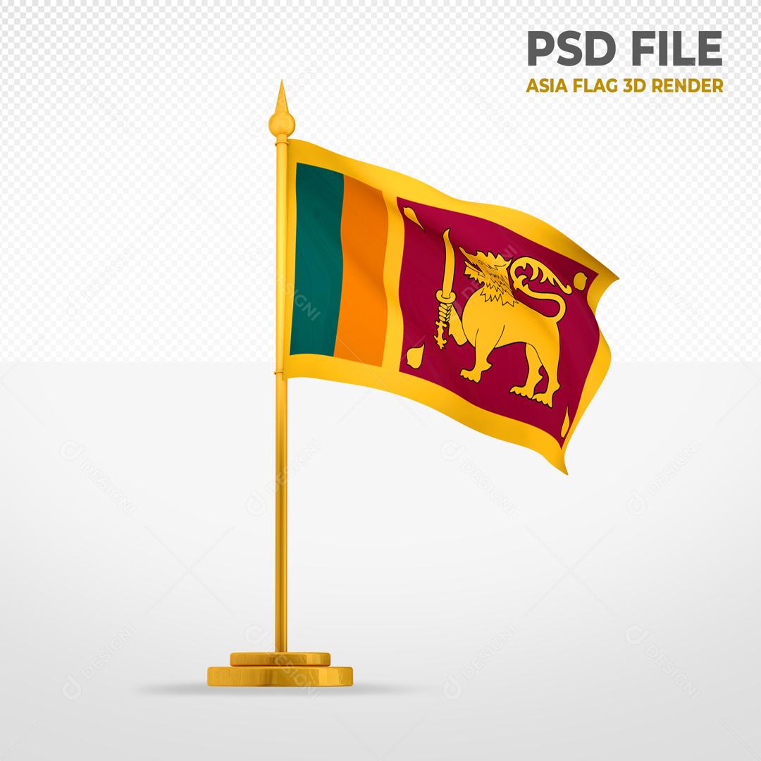 Bandeira do Sri Lanka Elemento 3D Para Composição PSD