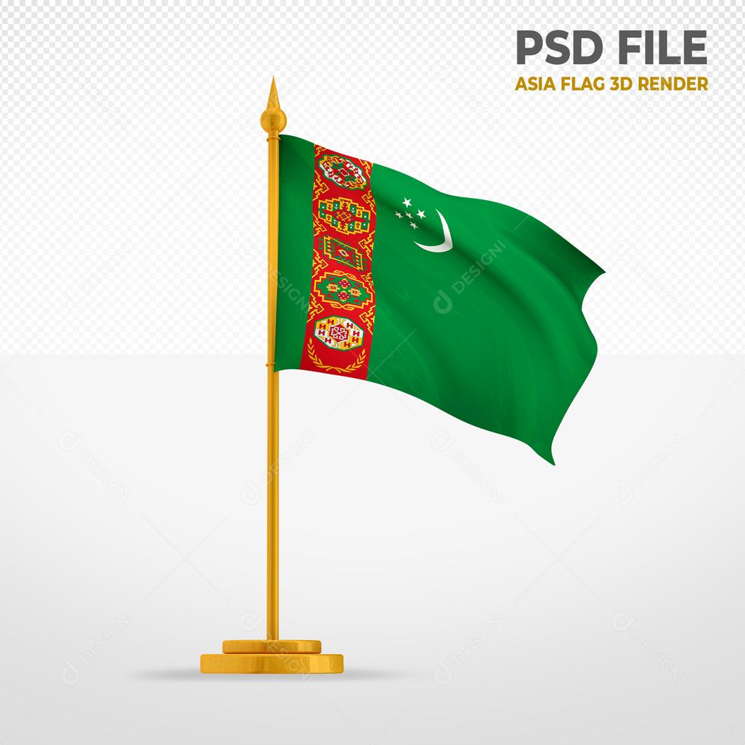 Bandeira do Turquemenistão Elemento 3D Para Composição PSD