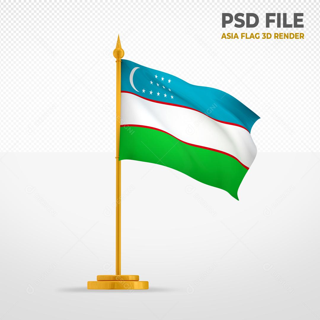 Bandeira do Uzbequistão Elemento 3D Para Composição PSD