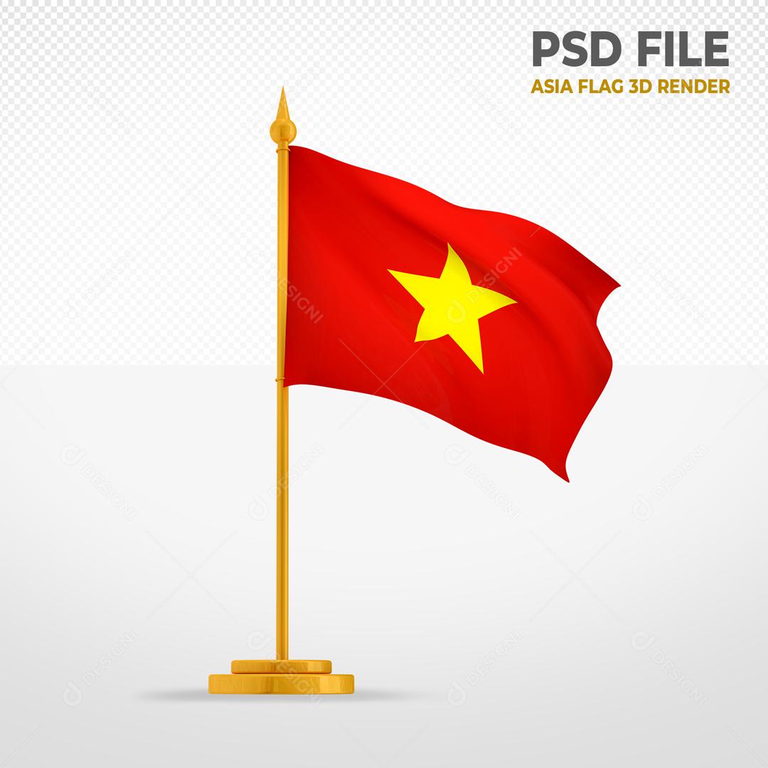 Bandeira Do Viet Nam Elemento 3D Para Composição PSD