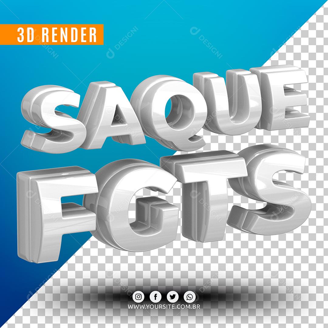 FGTS Texto 3D Branco Para Composição PSD