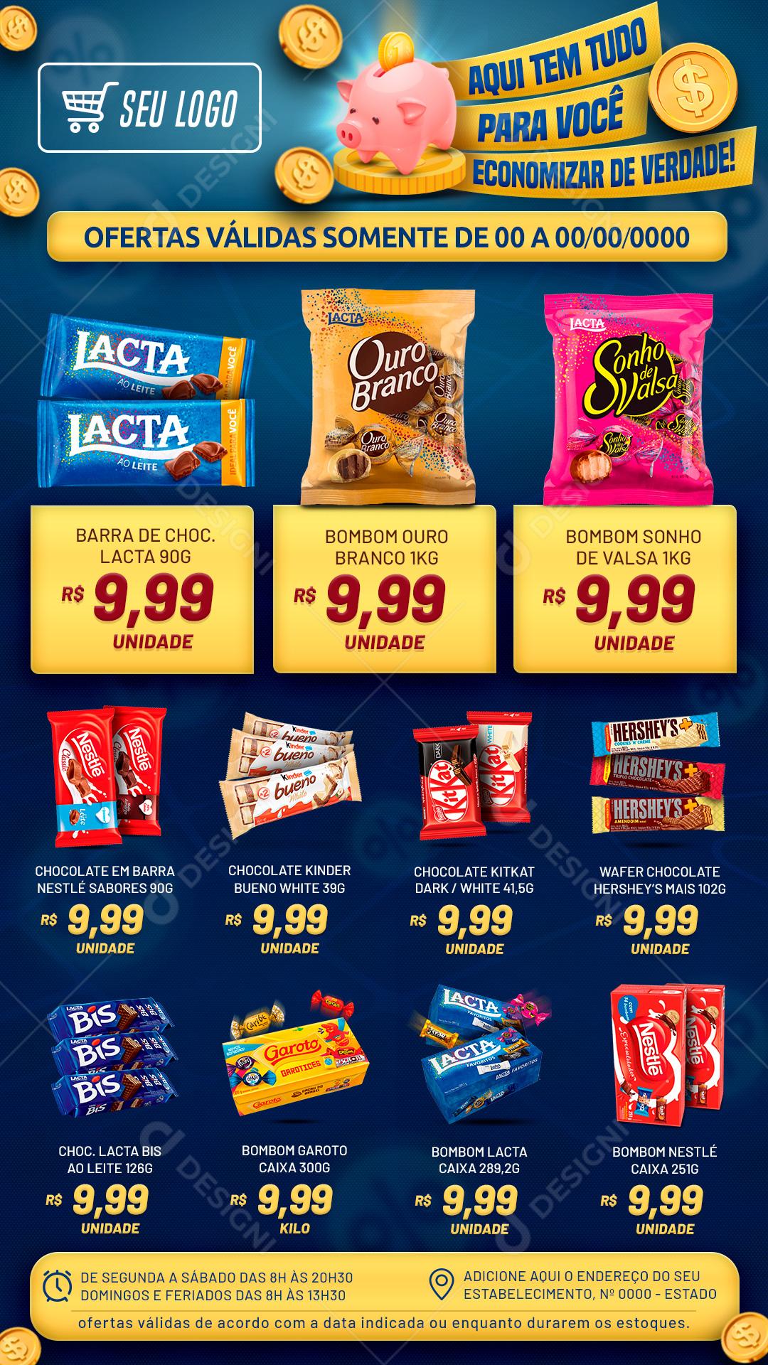 Encarte Ofertas Válidas Somente Supermercado Mega Ofertas Social Media PSD Editável