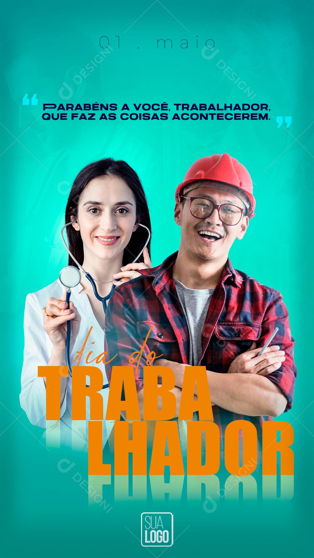Social Media Story Dia do Trabalhador Parabéns PSD Editável