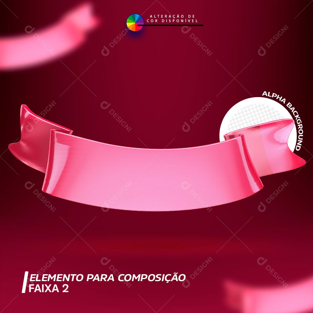 Elemento para Composição Faixa Laço Rosa PSD