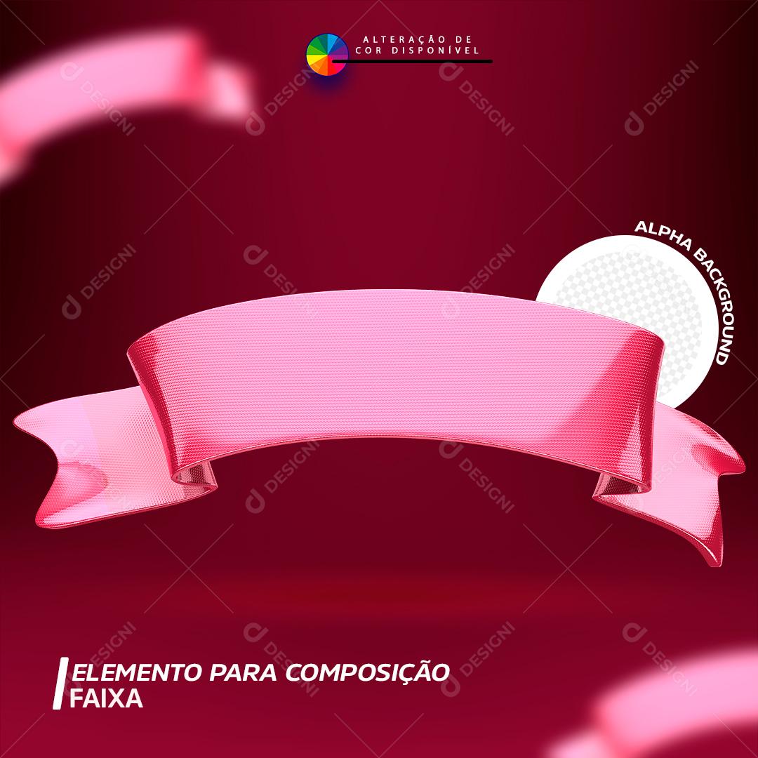 Elemento para Composição Faixa Laço Rosa PSD