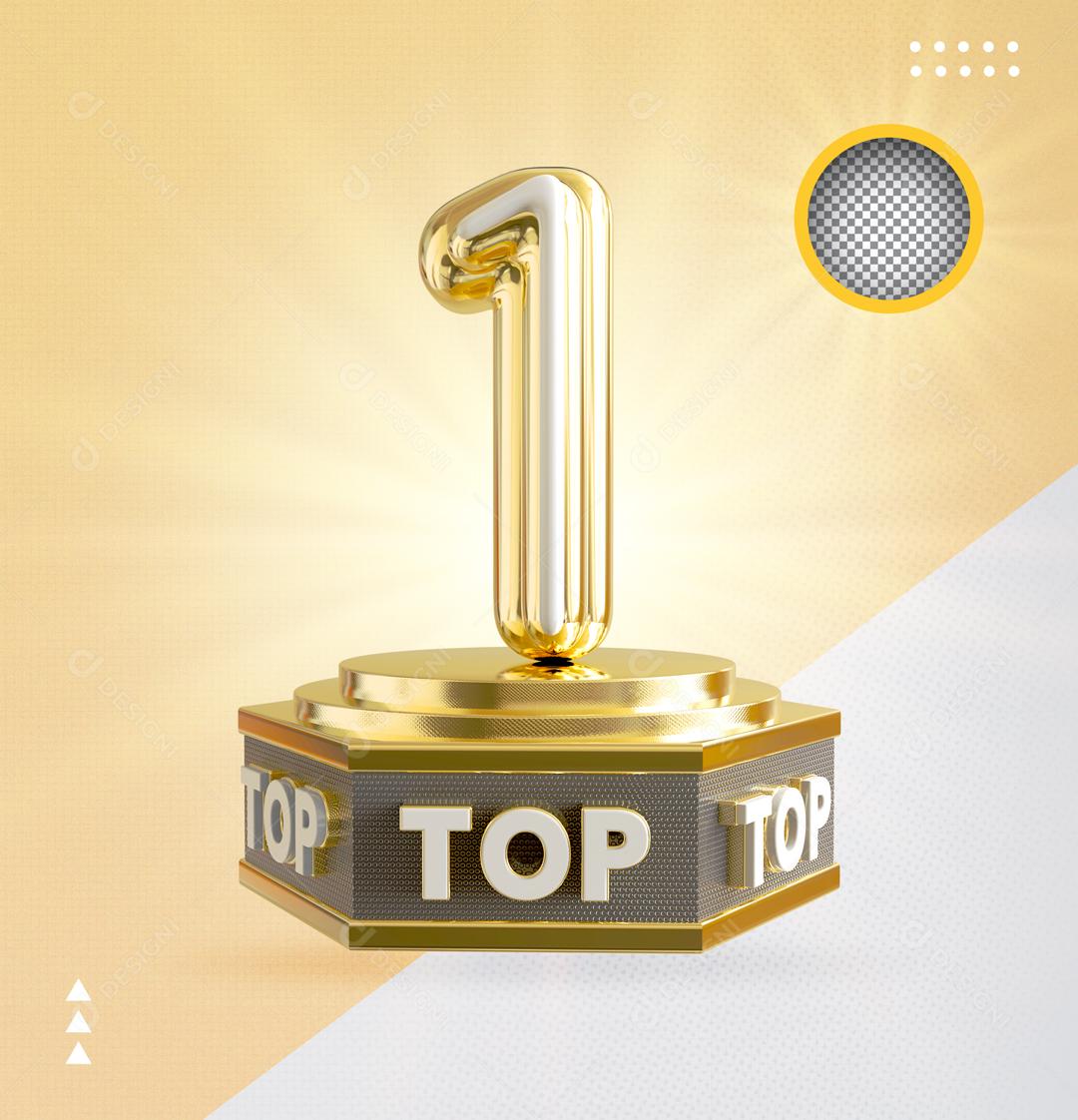 Top 1 Dourado Elemento 3D Para Composição PSD