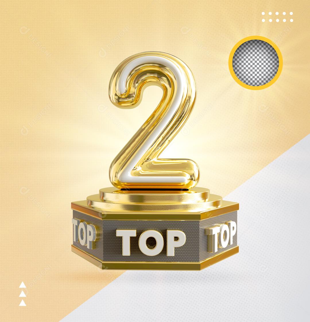 Top 2 Dourado Elemento 3D Para Composição PSD