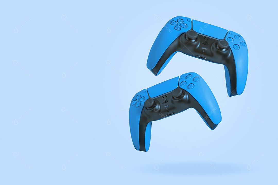 Blue Playstation 5 controller 3d illustration, 30 Apr, 2022, Sao Paulo, Brazil.