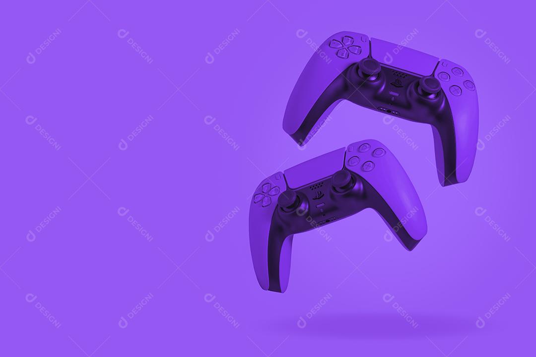 Ilustração 3d do controlador roxo do Playstation 5, 30 de abril de 2022, São Paulo, Brasil.