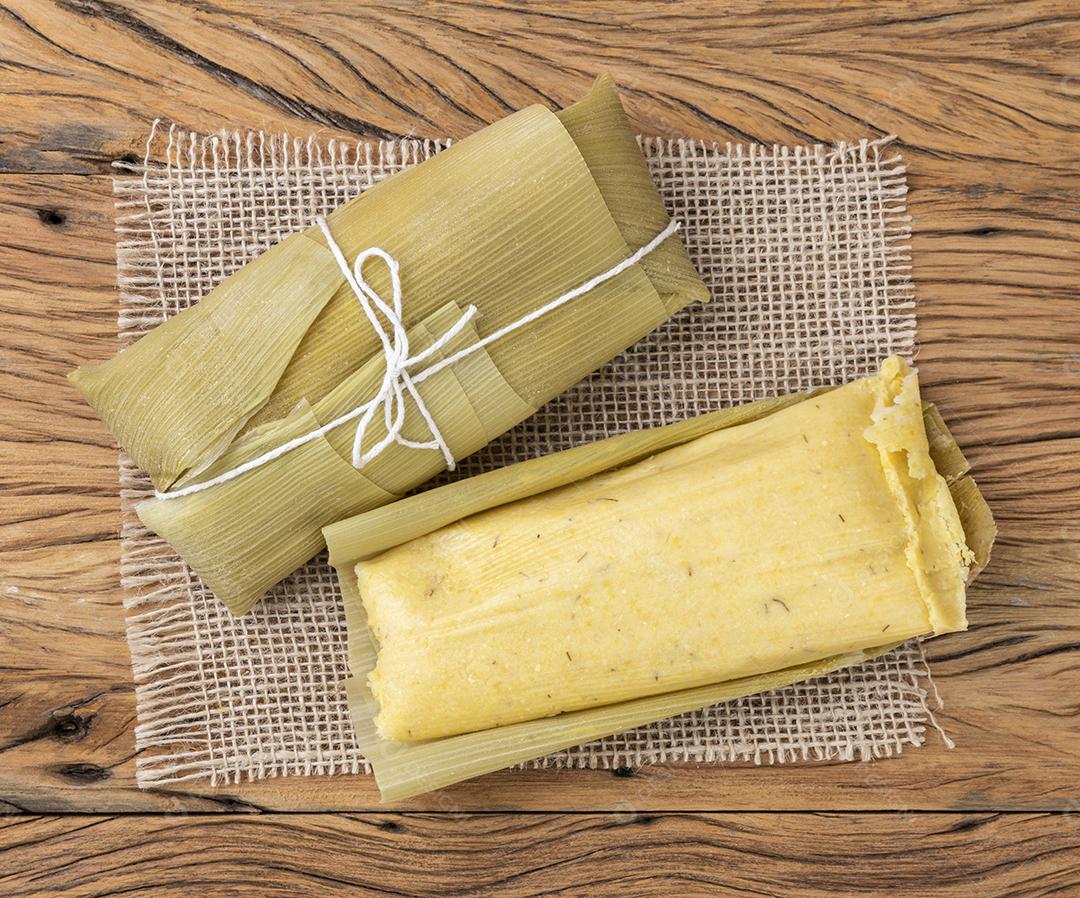Pamonha, comida de milho típica do país brasileiro. Comida do festival de junho.