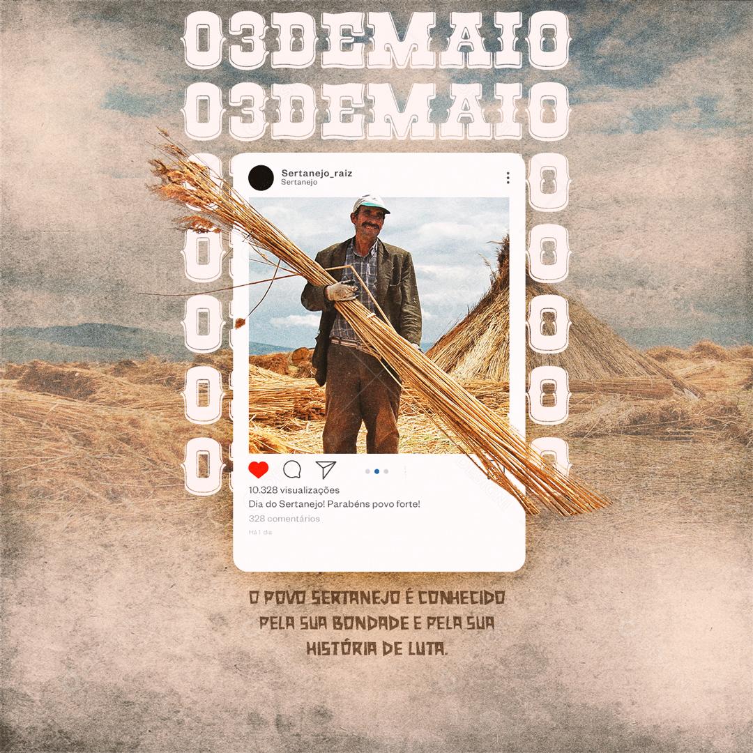 Social Media O povo Sertanejo é Conhecido Pela sua Bondade e História Dia do Sertanejo PSD Editável
