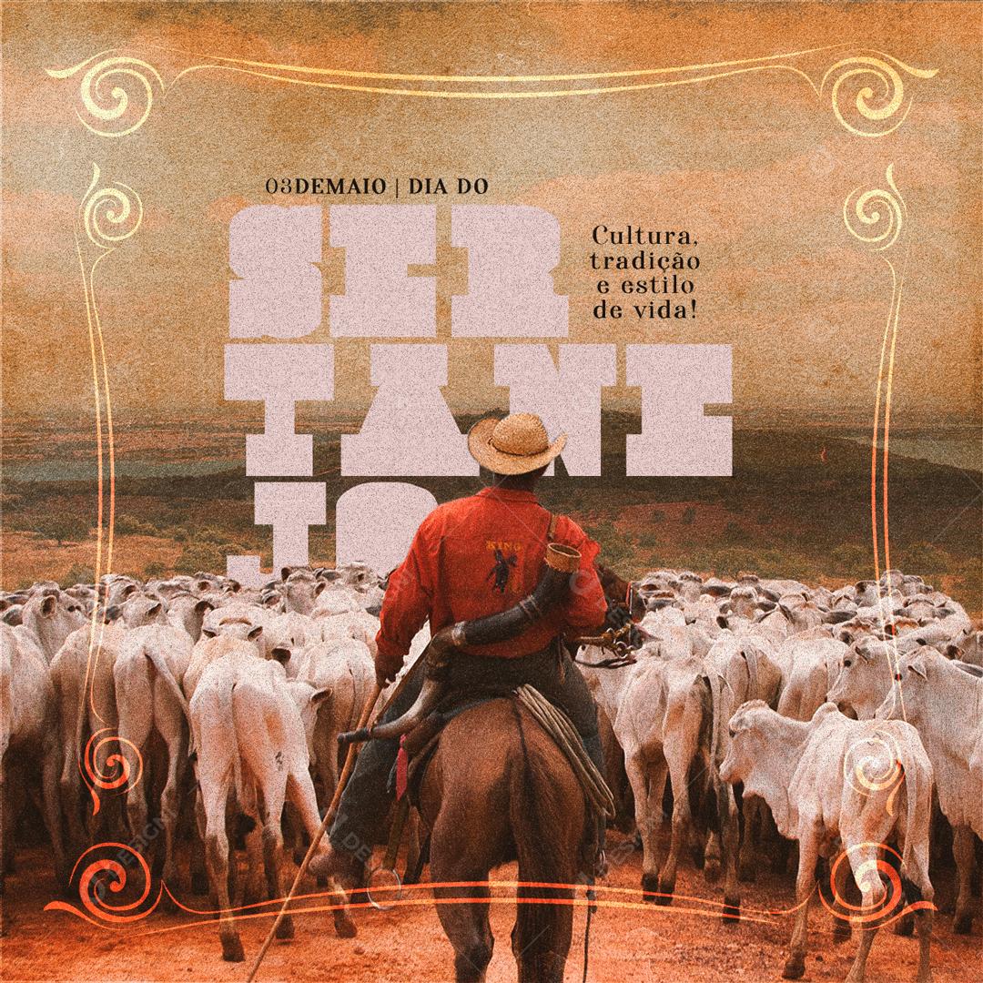 Social Media Cultura Tradição e Estilo Dia do Sertanejo 3 de maio PSD Editável