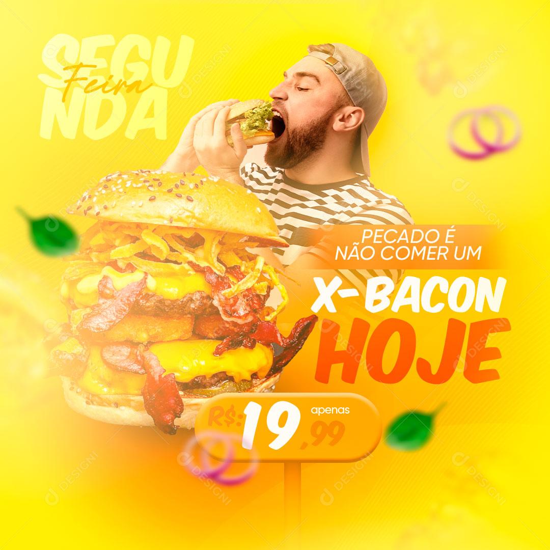 Post Hamburgueria Hambúrguer X-Bacon Social Media PSD Editável