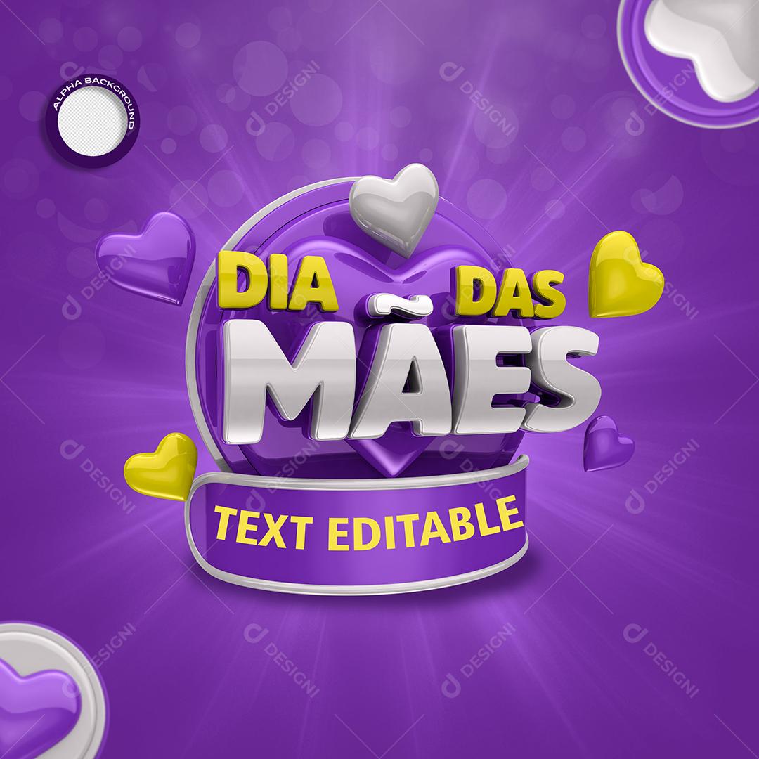 Dia Das Mães Roxo Selo 3D Para Composição PSD
