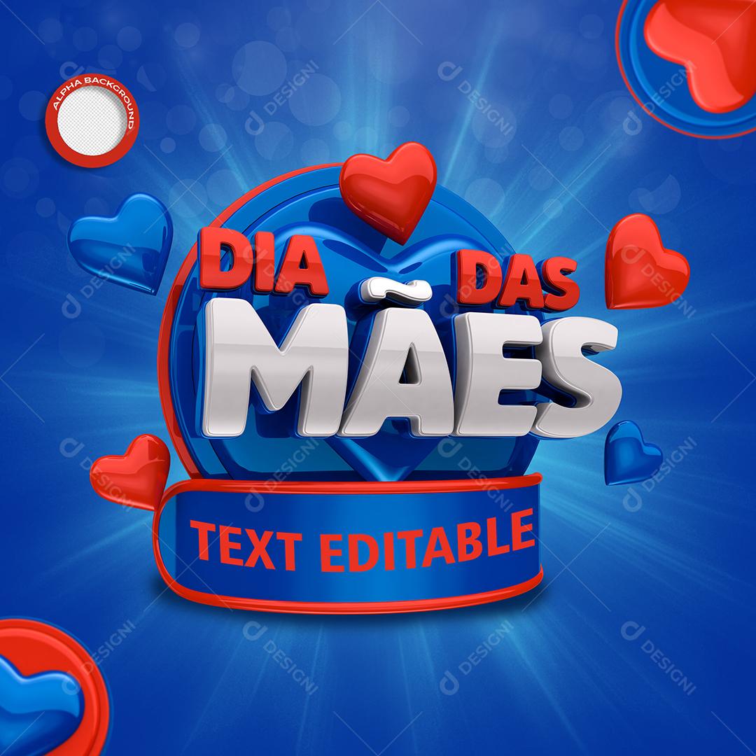Dia Das Mães Azul Selo 3D Para Composição PSD