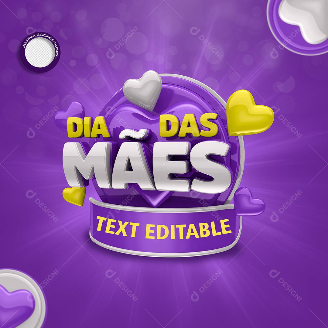 Selo 3D Dia Das Mães Para Composição PSD