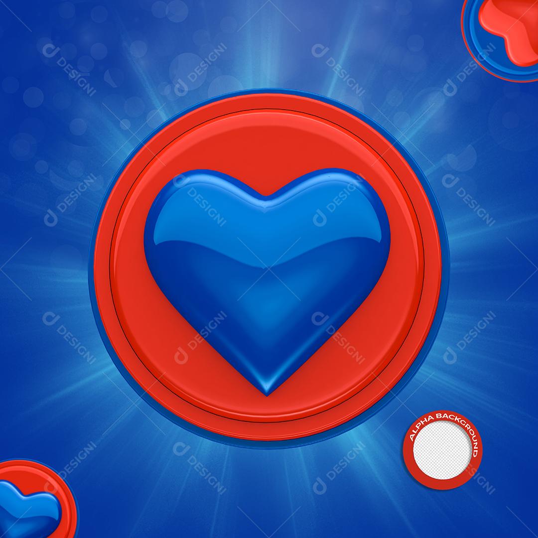 Elemento 3D Coração Azul Para Composição PSD