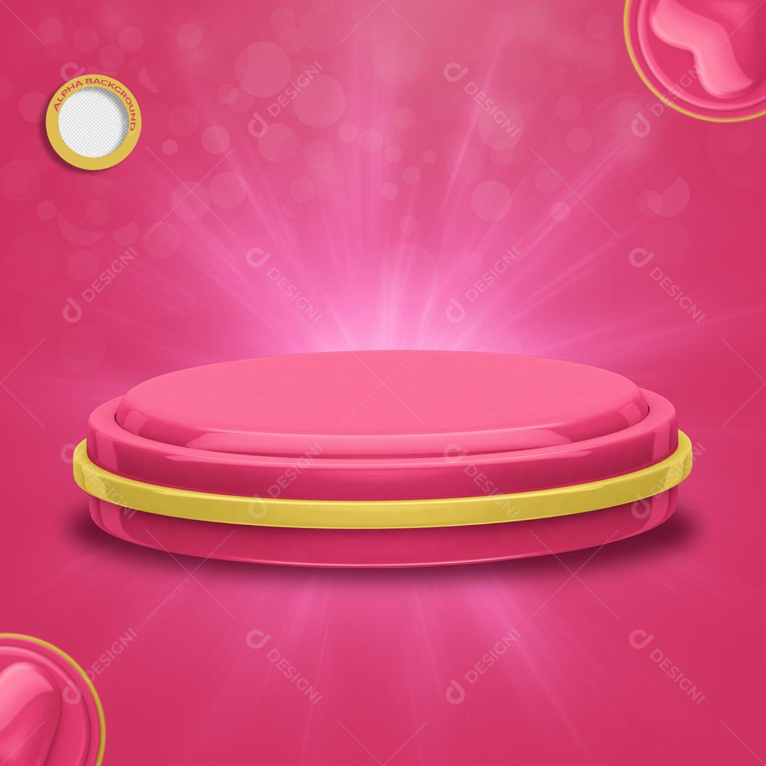 Podium do Dia das Mães Rosa Elemento 3D Para Composição PSD