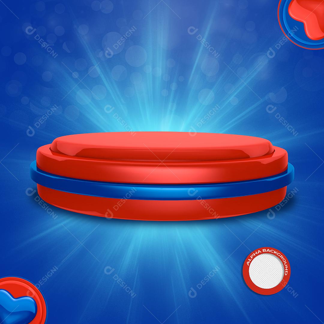 Podium do Dia das Mães Vermelho Elemento 3D Para Composição PSD