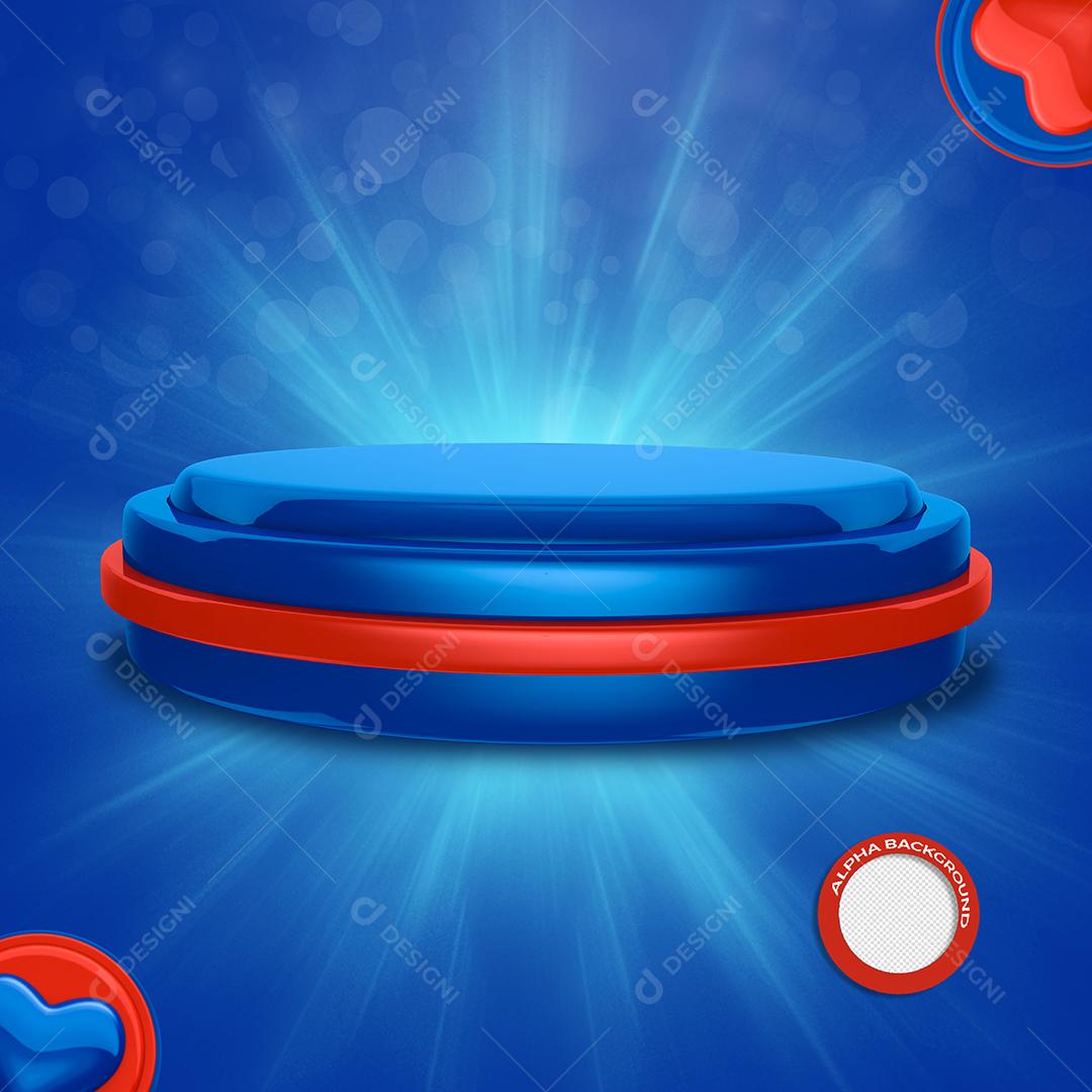 Podium do Dia das Mães Azul Elemento 3D Para Composição PSD