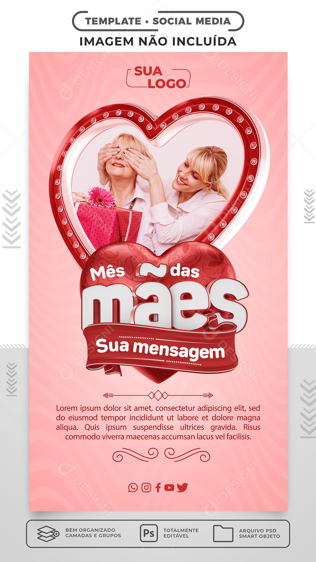 Stories Mês das Mães Social Media PSD Editável