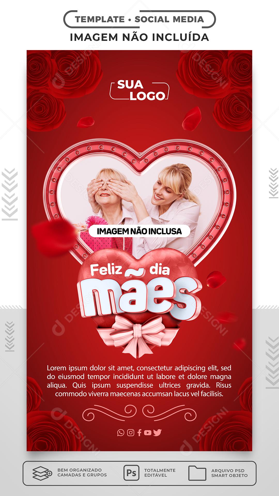 Stories Feliz Dia Das Mães Social Media PSD Editável