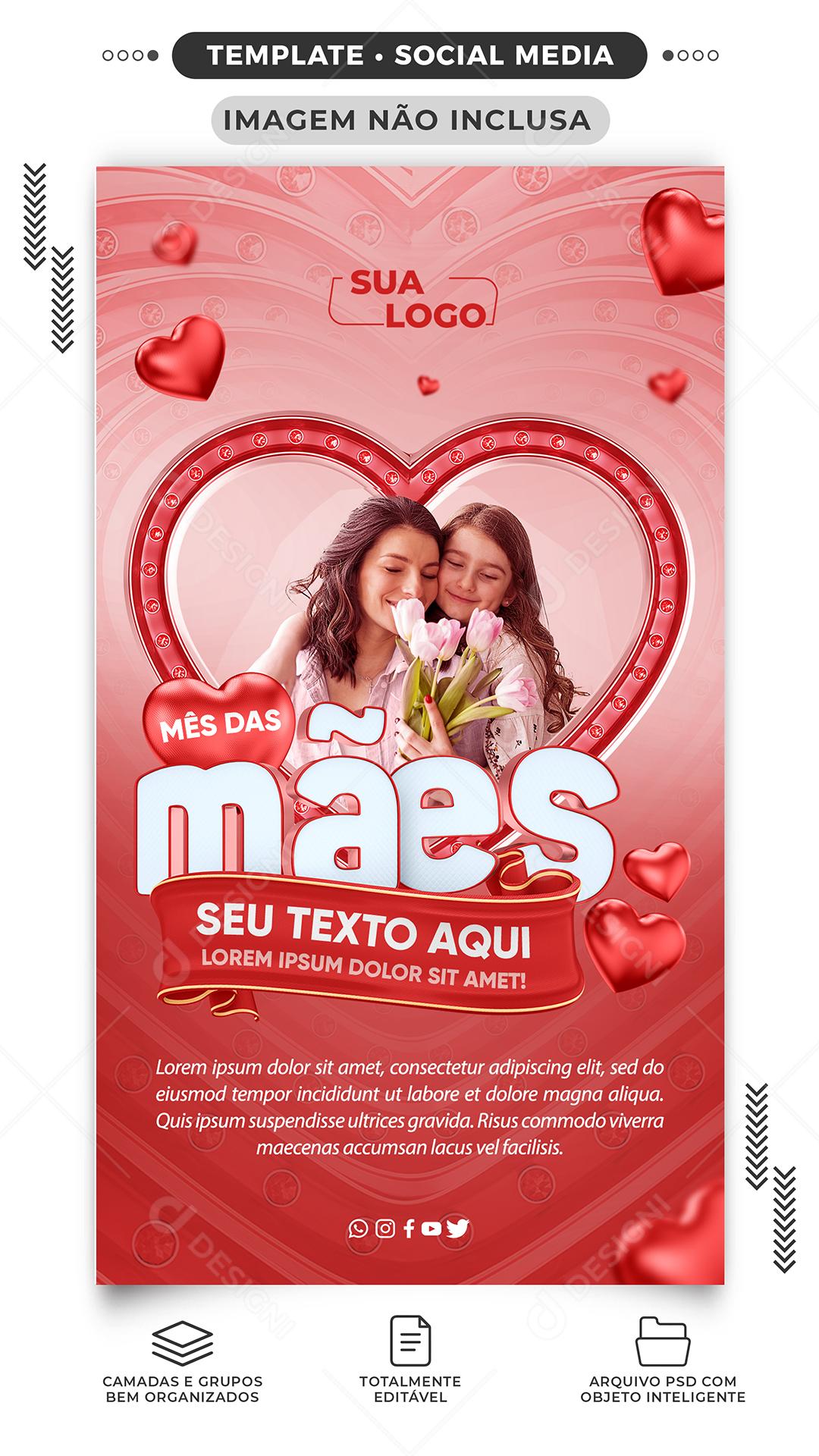 Stories Mês das Mães Social Media PSD Editável