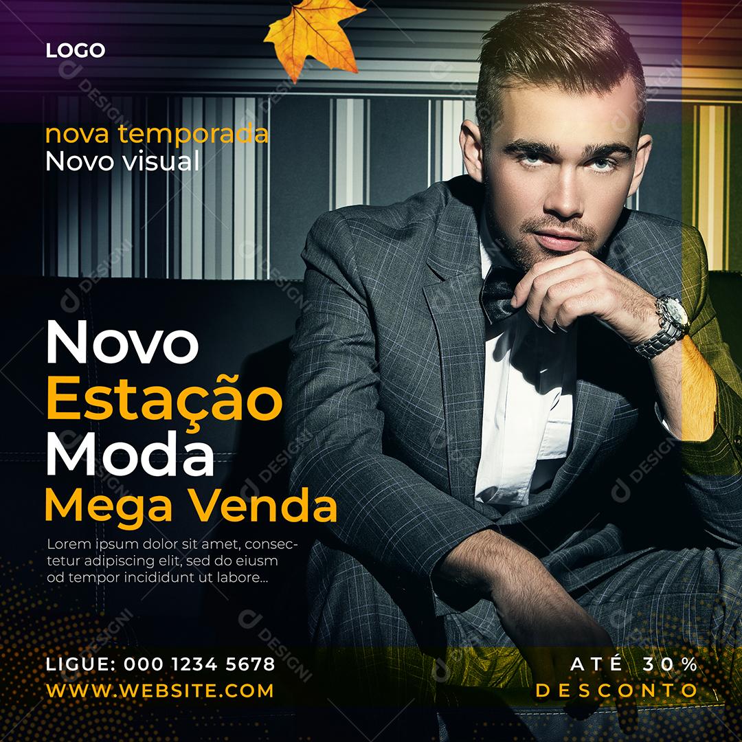 Social Media Novo Estação Moda Mega Venda Lojas PSD Editável