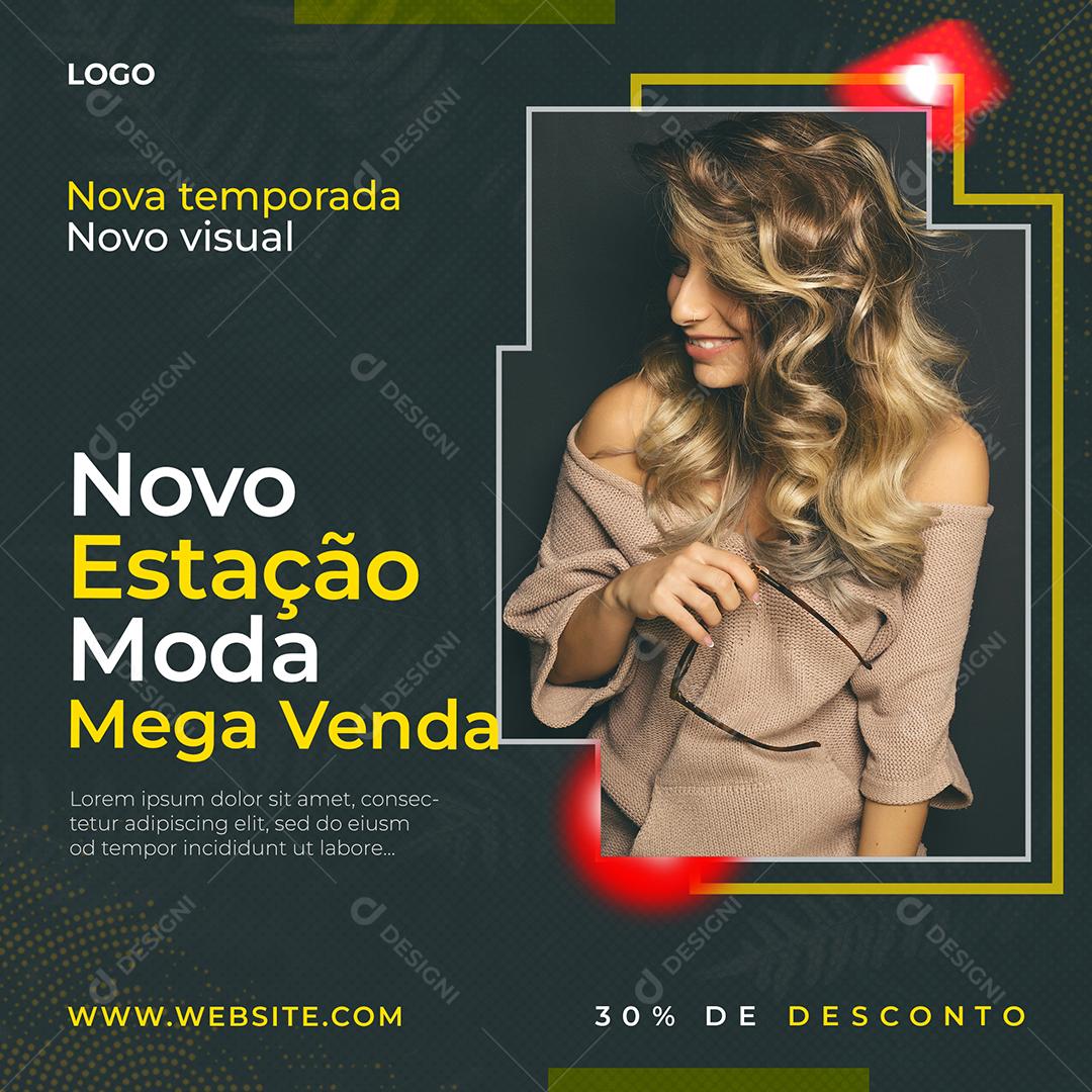 Social Media Novo Estação moda mega venda lojas PSD Editável