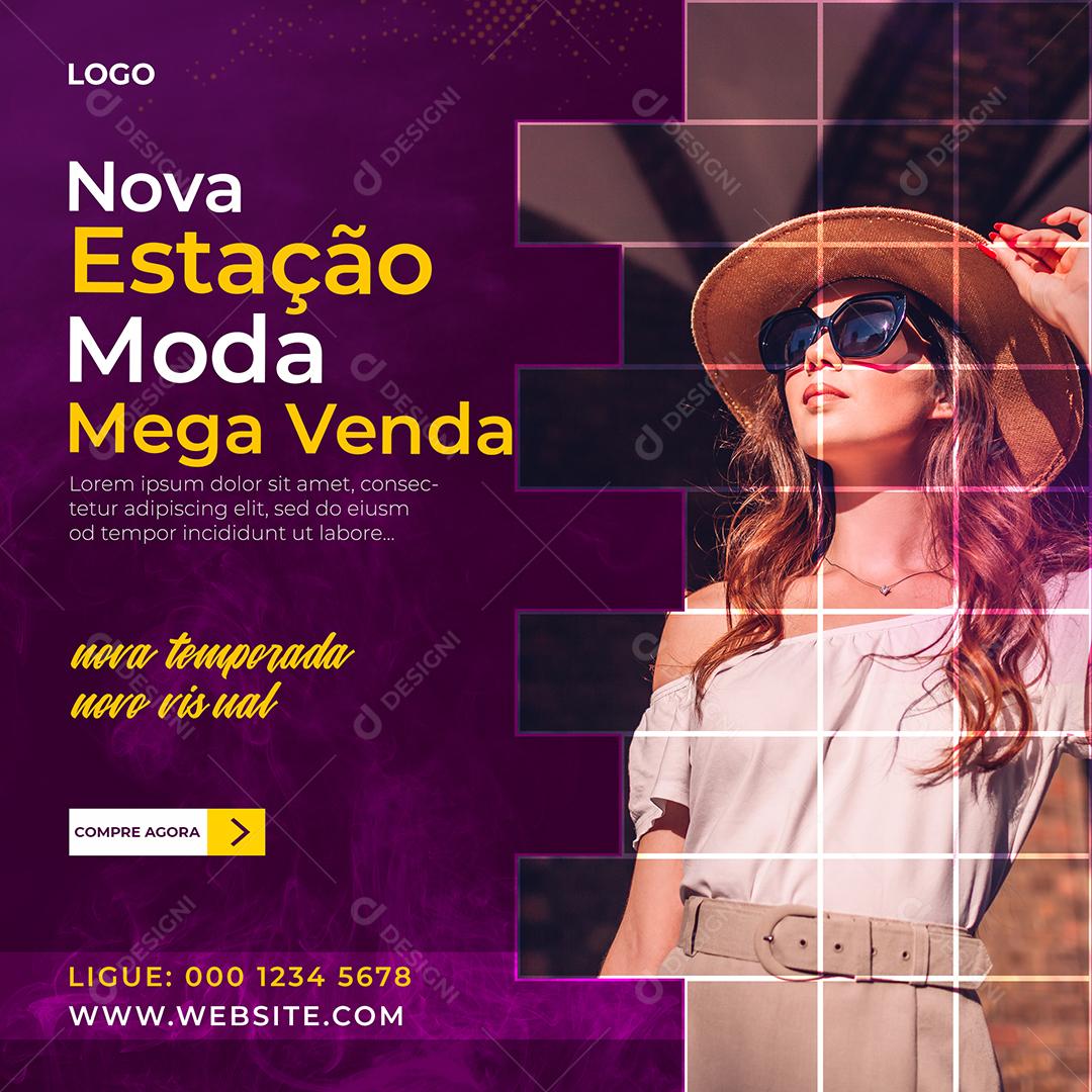 Social Media Nova estação moda mega venda Lojas PSD Editável