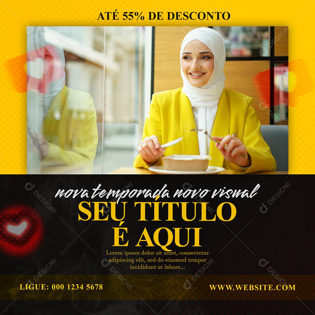 Social Media Até 55% de Desconto Nova temporada novo visual Loja PSD Editável