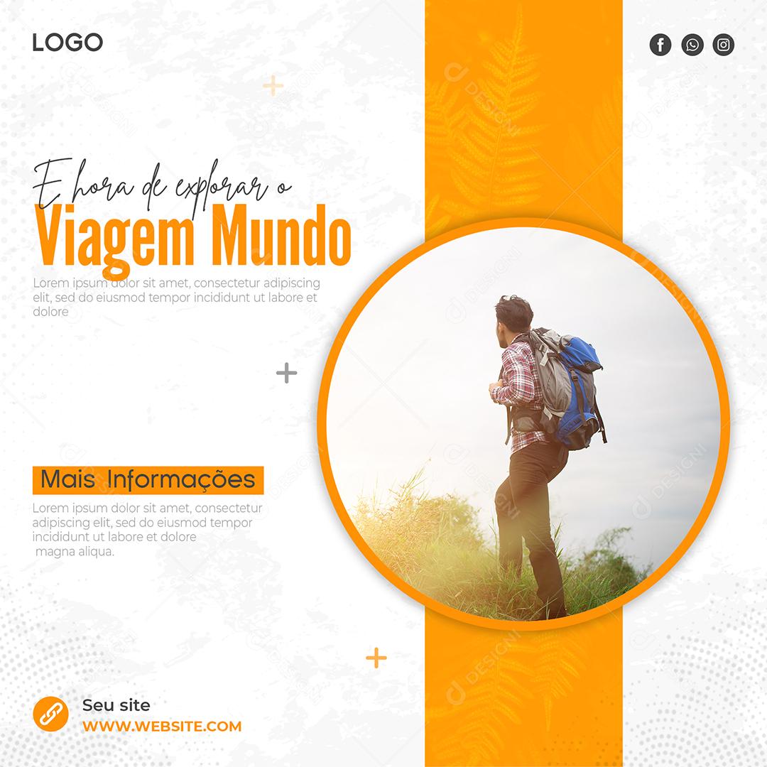 Social Media E hora de Explorar e Viagem Mundo Viagens PSD Editável