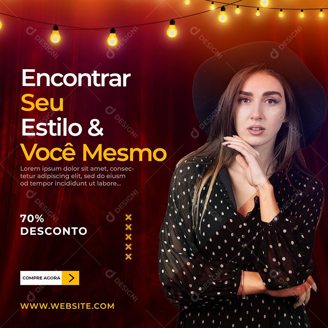 Social Media Encontra seu Estilo e Voce Mesmo 70% Desconto Lojas PSD Editável