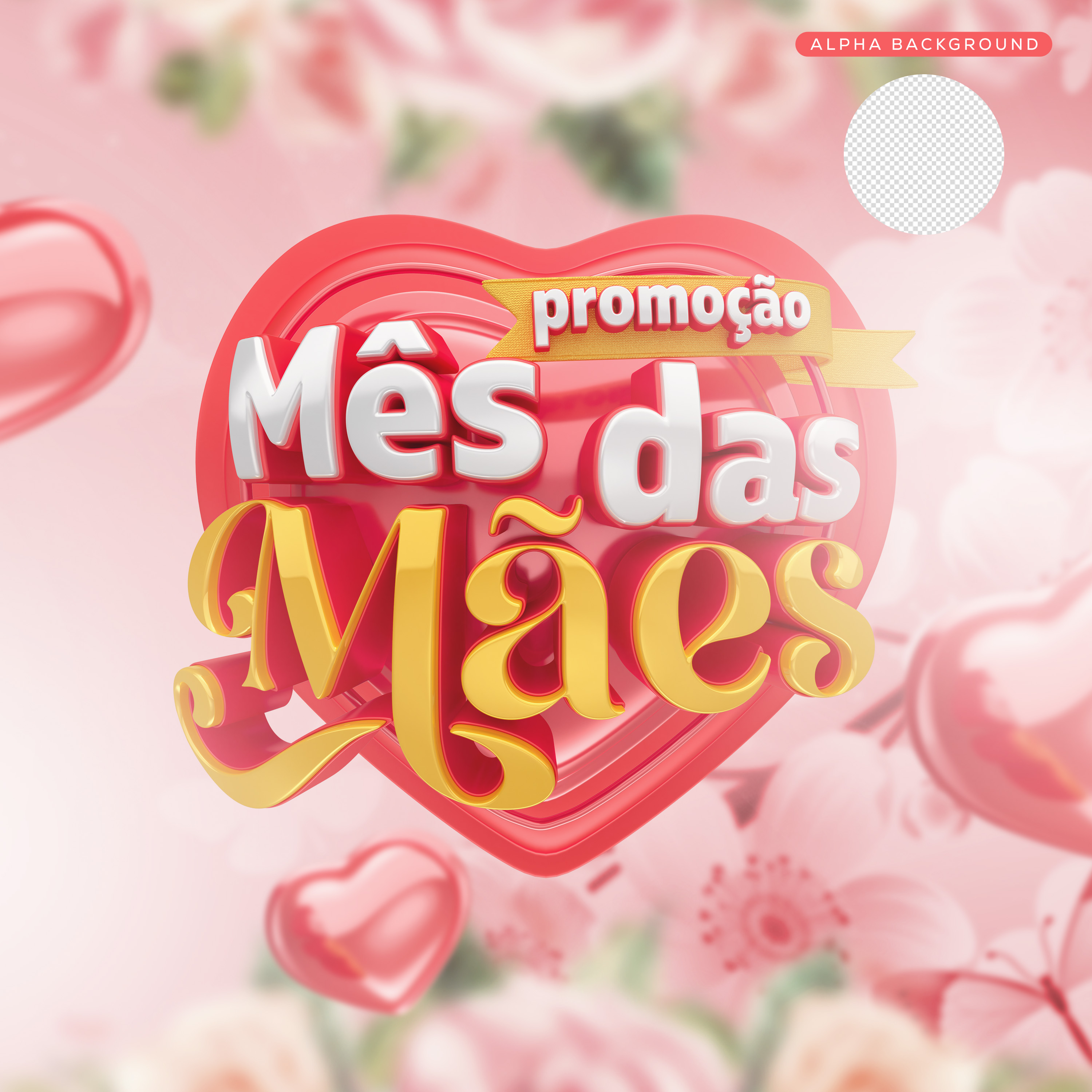 Promoção Mês Das Mães Selo 3D Para Composição PSD