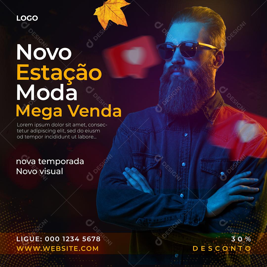 Social Media Novo Estação moda mega venda lojas PSD Editável
