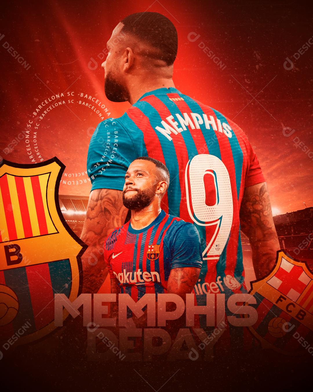 Flyer Jogador de Futebol Memphis Depay Social Media PSD Editável