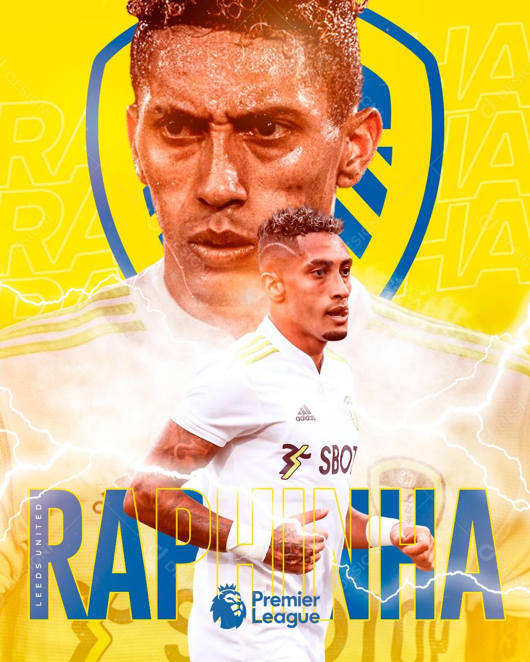 Flyer Jogador de Futebol Raphinha Social Media PSD Editável