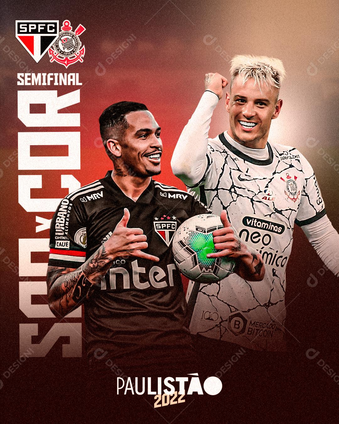 Flyer Jogadores de Futebol Semifinal Jogos Times Social Media PSD Editável