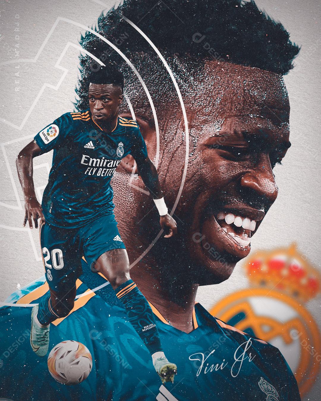 Flyer Jogador de Futebol Vinícius Júnior Social Media PSD Editável