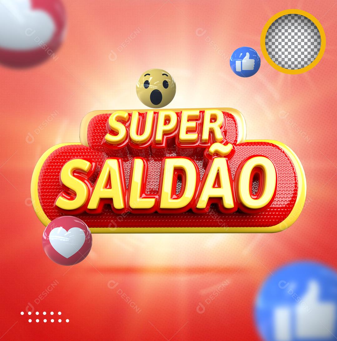 Selo 3D Super Saldão Amarelo Para Composição PSD